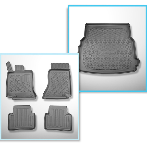 Súprava rohož do batožinového priestoru a autokoberčeky TPE PREMIUM na mieru do: Mercedes-Benz Trieda C W206 Kombi (06.2021-....) - nie pre Plug-in Hybrid verziu; tiež pre verziu All-Terrain