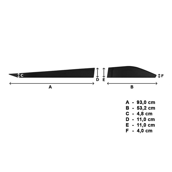 Čierne bočné lišty pre Suzuki Across SUV (2020-....) - (dĺžka líšt: 930mm; 532mm)