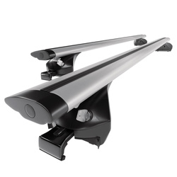 Základný nosič na strechu auta pre Volvo XC40 Crossover (2018-....) - strieborný priečny nosič - integrované zábradlia - Hliník