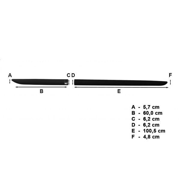 Čierne bočné lišty pre Skoda Kamiq SUV (2019-....) - (dĺžka líšt: 1005mm; 600mm)