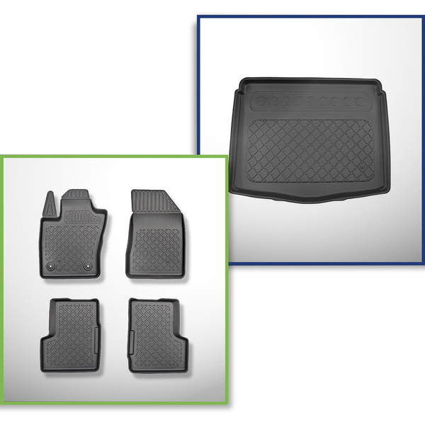 Súprava rohož do batožinového priestoru a autokoberčeky TPE na mieru do: Jeep Renegade SUV (06.2018-....) - spodný batožinový priestor (bez multifunkčnej podlahy); nie pre 4ex Plug-in Hybrid verziu