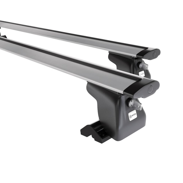 Základný nosič na strechu auta pre Peugeot Traveller Autobus (2016-....) - strieborný priečny nosič - montážne body - Hliník