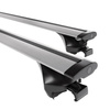 Základný nosič na strechu auta pre Seat Ibiza 6J mk IV ST Sportstourer (2010-2017) - strieborný priečny nosič - integrované zábradlia - Hliník