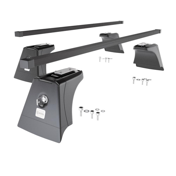 Základný nosič na strechu auta pre Toyota RAV4 V SUV (2019-....) - čierny priečny nosič - integrované zábradlia - Oceľ