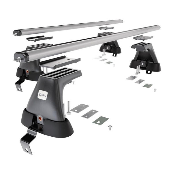 Základný nosič na strechu auta pre Alfa Romeo Giulietta Hatchback (2010-2020) - strieborný priečny nosič - bez montážnych prvkov - Hliník