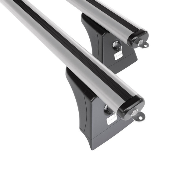 Základný nosič na strechu auta pre Opel Corsa E Hatchback (2015-2019) - strieborný priečny nosič - montážne body - Hliník