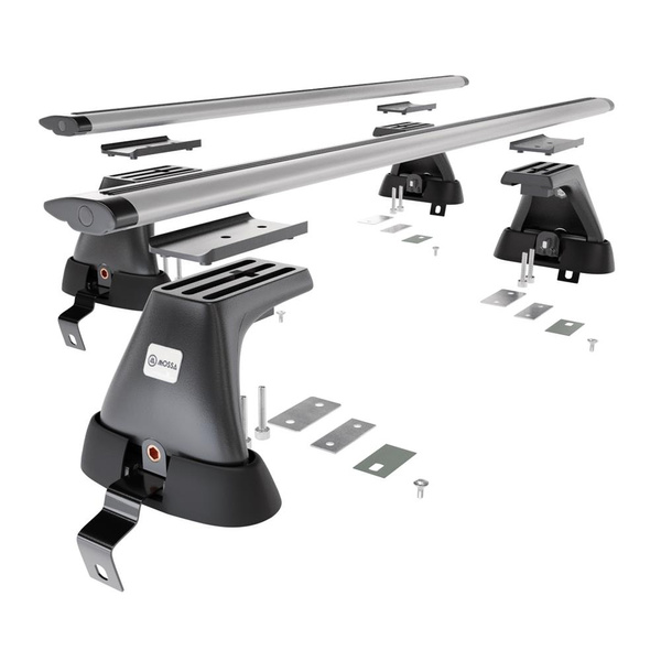 Základný nosič na strechu auta pre Alfa Romeo Giulietta Hatchback (2010-2020) - strieborný priečny nosič - bez montážnych prvkov - Hliník