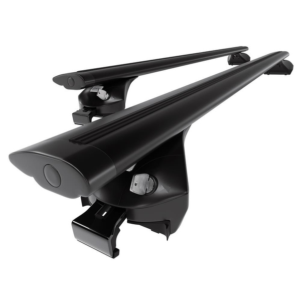 Základný nosič na strechu auta pre Skoda Octavia IV Kombi (2019-....) - čierny priečny nosič - integrované zábradlia - Hliník