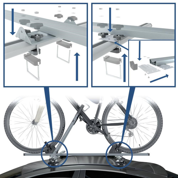 Nosič na bicykle na strechu auta, Hliníkový držiak bicyklov na strechu auta - 4xM-17