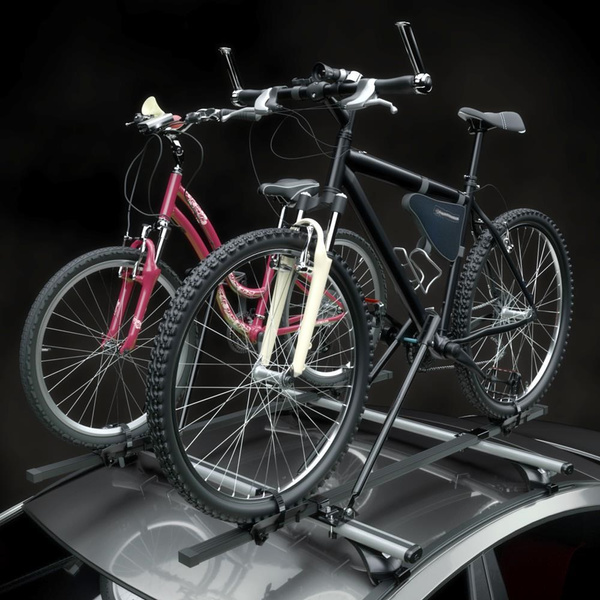 Nosič na bicykle na strechu auta, Oceľový držiak bicyklov na strechu auta - 2xM-04