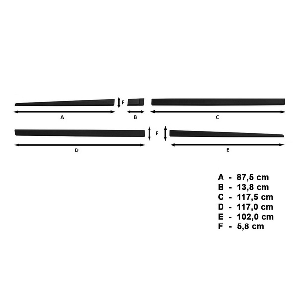 Čierne bočné lišty pre Mercedes-Benz Trieda V W447 Van (2014-....)