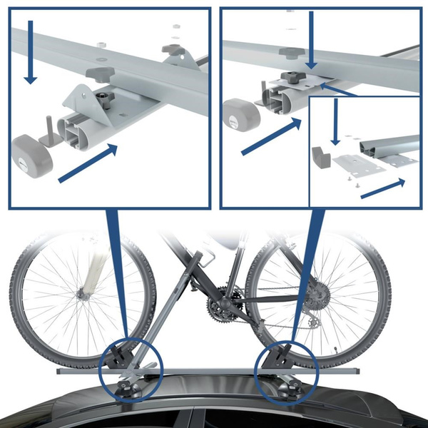 Nosič na bicykle na strechu auta, Hliníkový držiak bicyklov na strechu auta - 3xM-17