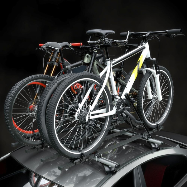 Nosič na bicykle na strechu auta, Oceľový držiak bicyklov na strechu auta - 4xM-04