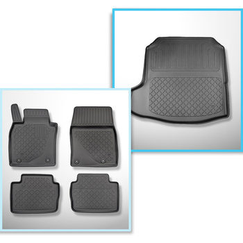 Súprava rohož do batožinového priestoru a autokoberčeky TPE na mieru do: Mazda 3
