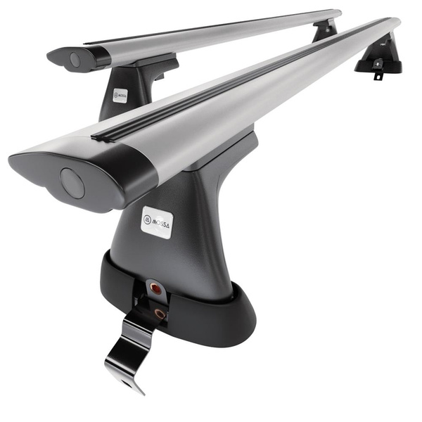 Základný nosič na strechu auta pre Alfa Romeo Giulietta Hatchback (2010-2020) - strieborný priečny nosič - bez montážnych prvkov - Hliník