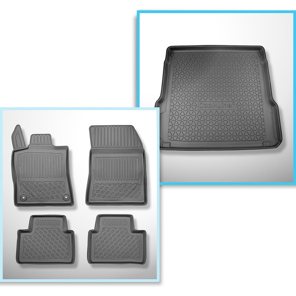 Súprava rohož do batožinového priestoru a autokoberčeky TPE PREMIUM na mieru do: Opel Astra L (VI) Sports Tourer (01.2022-....) - horný batožinový priestor; pohyblivá podlaha v najvyššej polohe (flex floor); tiež pre Plug-in Hybrid