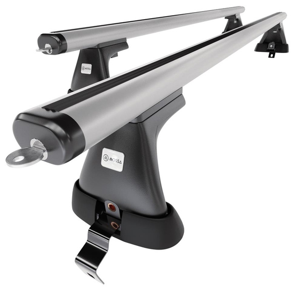 Základný nosič na strechu auta pre Alfa Romeo Giulietta Hatchback (2010-2020) - strieborný priečny nosič - bez montážnych prvkov - Hliník