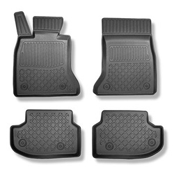 Koberčky TPE pre BMW Seria 5 F10 Sedan (2013-01.2017) - bez X-drive; vzdialenosť medzi koľajnicami predných sedadiel (zozadu) 365 mm