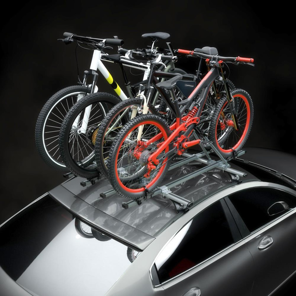 Nosič na bicykle na strechu auta, Hliníkový držiak bicyklov na strechu auta - 4xM-08