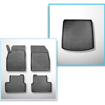 Súprava rohož do batožinového priestoru a autokoberčeky TPE na mieru do: Opel Astra J Sedan (09.2012-2015) - s dojazdovým rezervným kolesom