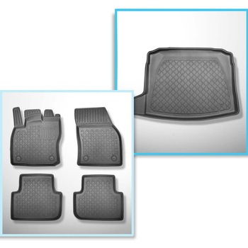 Súprava rohož do batožinového priestoru a autokoberčeky TPE na mieru do: Volkswagen Tiguan II SUV (05.2016-10.2023) - spodný batožinový priestor; modely bez pohyblivej podlahy batožinového priestoru; nie pre eHybrid verziu