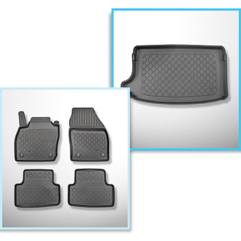 Súprava rohož do batožinového priestoru a autokoberčeky TPE na mieru do: Volkswagen T-Cross Crossover (04.2019-....) - horný batožinový priestor; pohyblivá podlaha v najvyššej polohe
