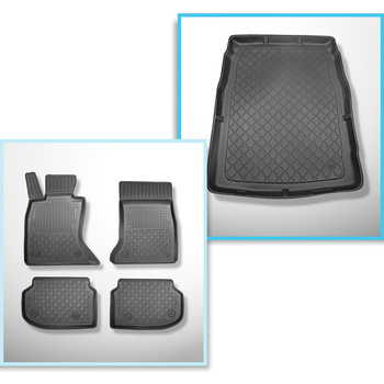 Súprava rohož do batožinového priestoru a autokoberčeky TPE na mieru do: BMW Seria 5 F10 Sedan (03.2010-2013) - X-drive; vzdialenosť medzi koľajnicami predných sedadiel (zozadu) 415 mm
