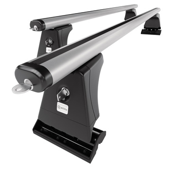 Základný nosič na strechu auta pre Peugeot 407 Sedan (2004-2010) - strieborný priečny nosič - montážne body - Hliník