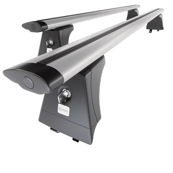 Základný nosič na strechu auta pre Hyundai i40 Kombi (2011-2018) - strieborný priečny nosič - integrované zábradlia - Hliník